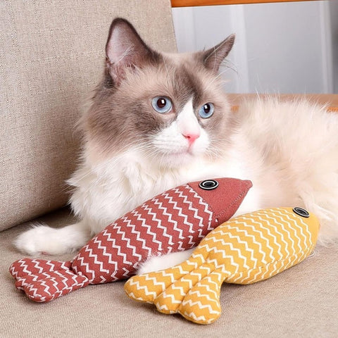 Fish Shaped Catnip Toy Engaging and Safe Toy for Your Feline Friend Purrstyle