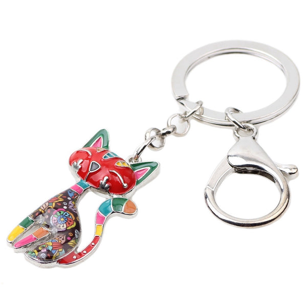 Colorful Kitty Keychain - Adorable Cat