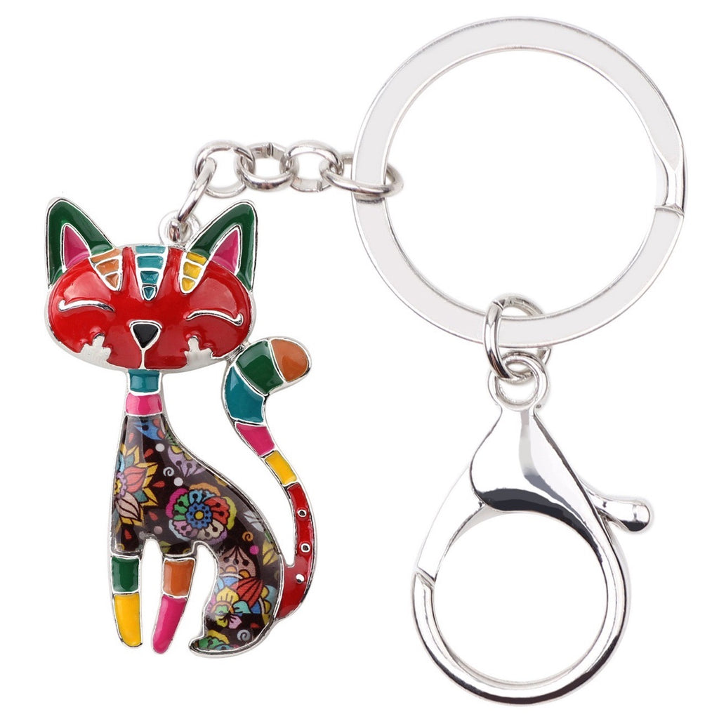 Colorful Kitty Keychain - Adorable Cat