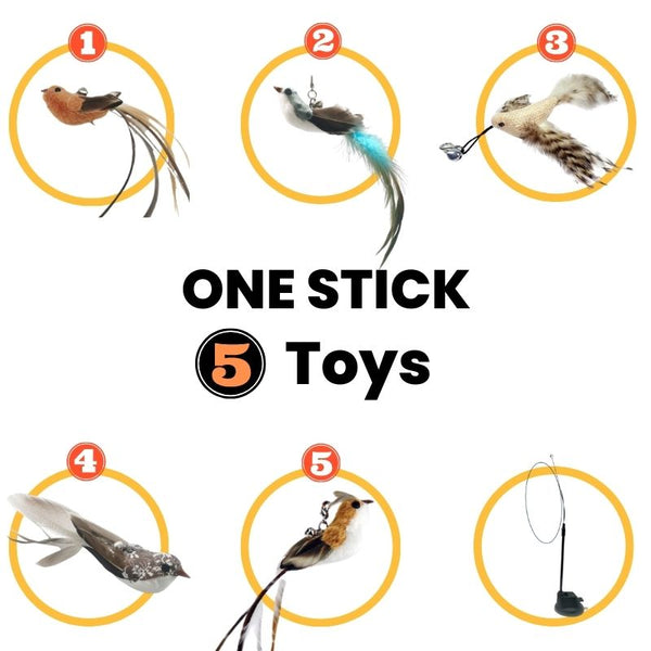 Interactive Bird Toy for Cats: Natural Feathers and Wand for Stimulating Playtime